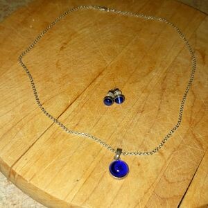 Translucent blue sterling silver set